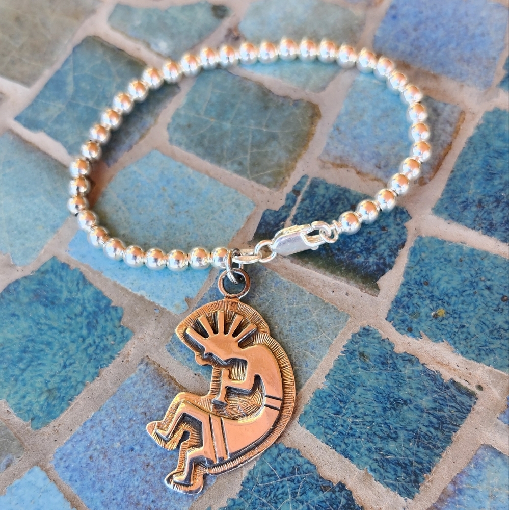 Sterling Silver Kokopelli Charm BRACELET